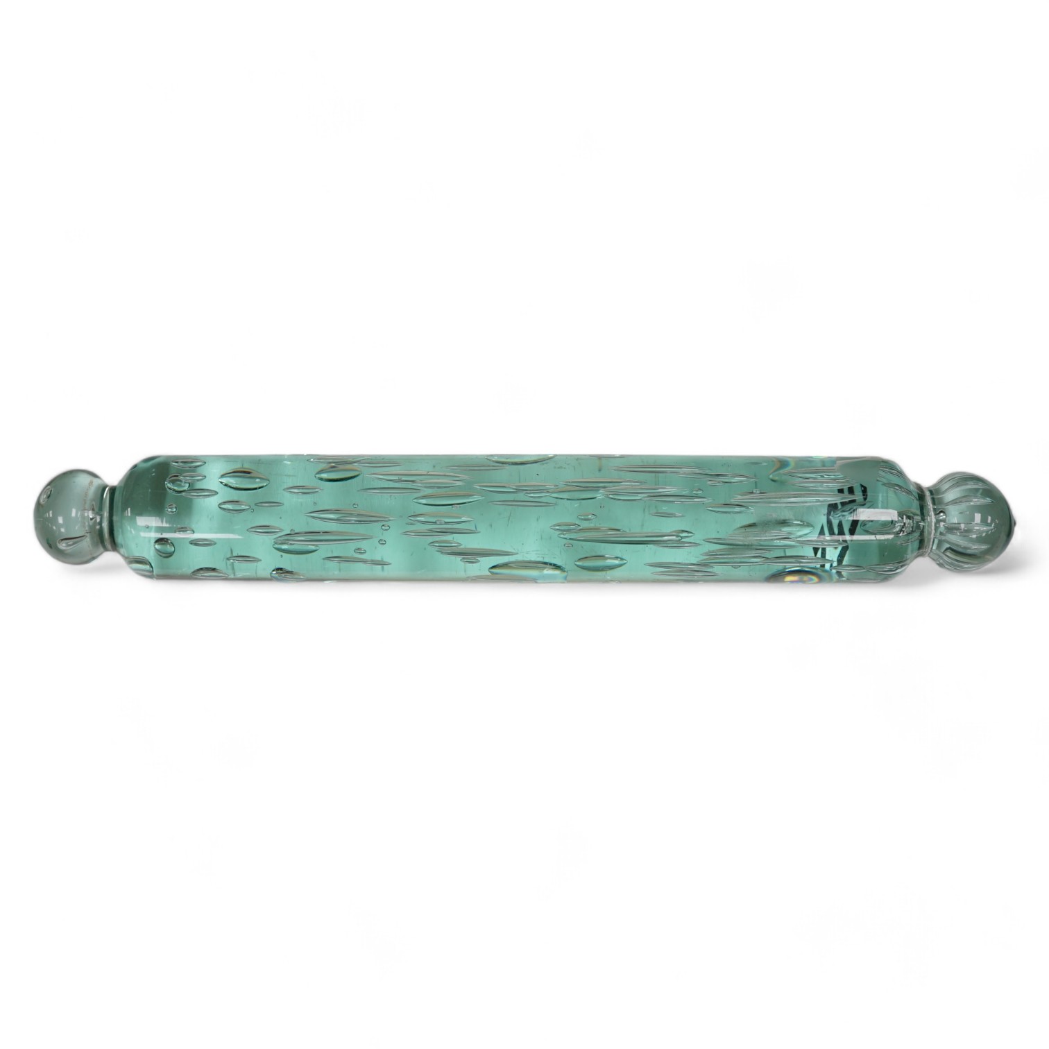 A Victorian glass rolling pin, 41cm. Condition - good